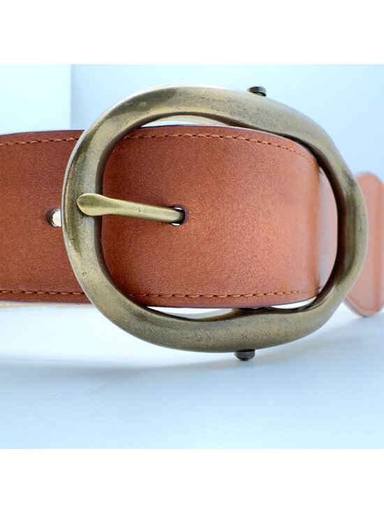 Lauren Ralph Lauren W Woven Belt Leather Accents Brass Buckle Small Tan Brown main image 7
